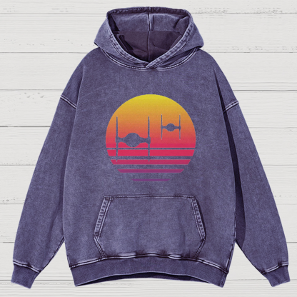 Tie Fighter Sunset Vintage Distressed Hoodie