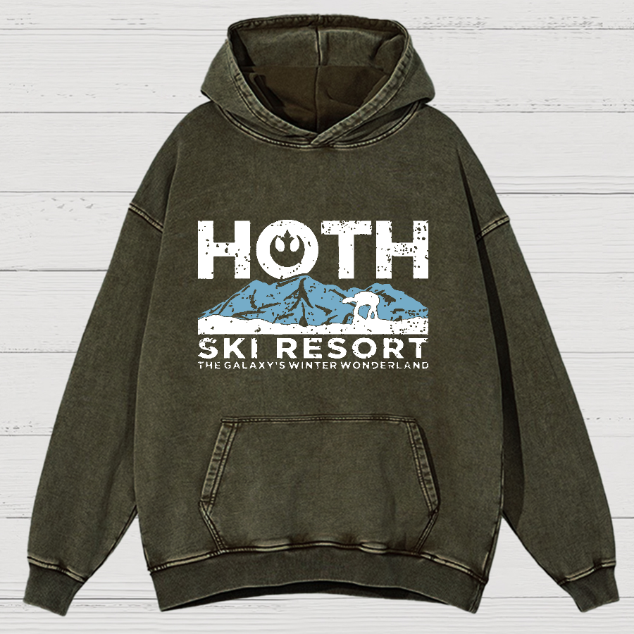 Hoth Ski Resort Vintage Distressed Hoodie