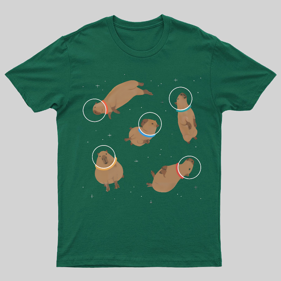 Capybara in Space Funny Geeky T-Shirt