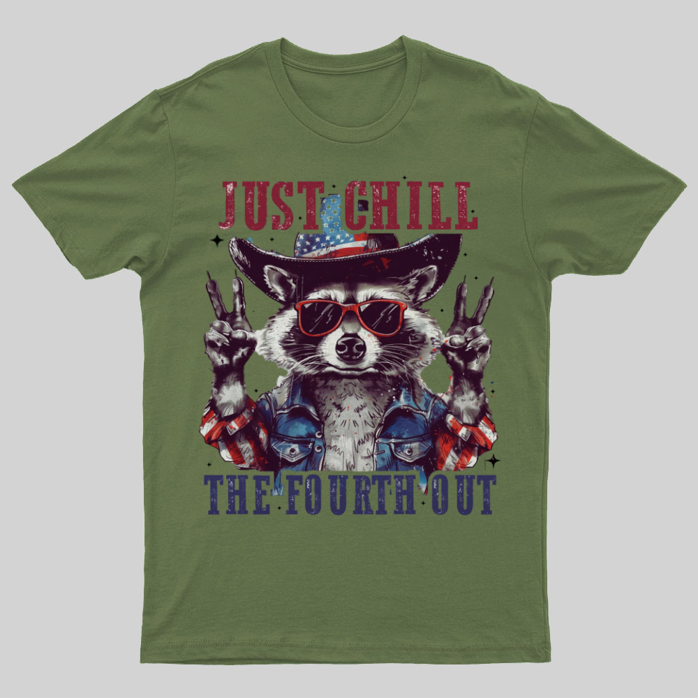 Raccoon Just chill the fourth out Independence Day 1776 Unisex T-Shirt
