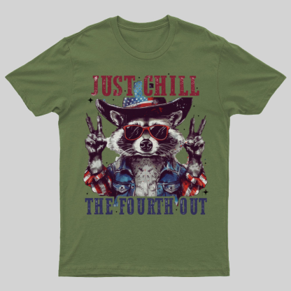 Raccoon Just chill the fourth out Independence Day 1776 Unisex T-Shirt