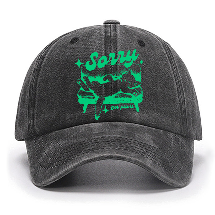 Sorry Got Plans Funny Cat Cotton Hat