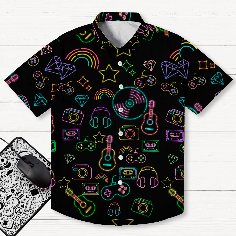 Cool Music Graphic Print Geek Shirt 