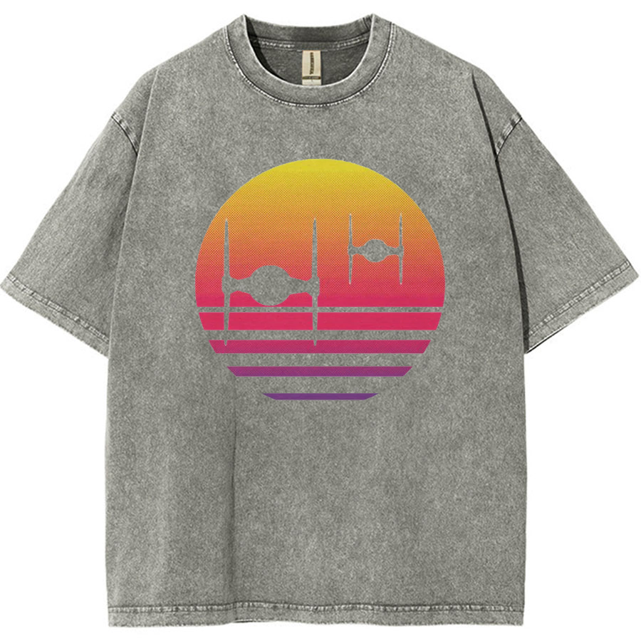 Tie Fighter Sunset Vintage Distressed T-shirt