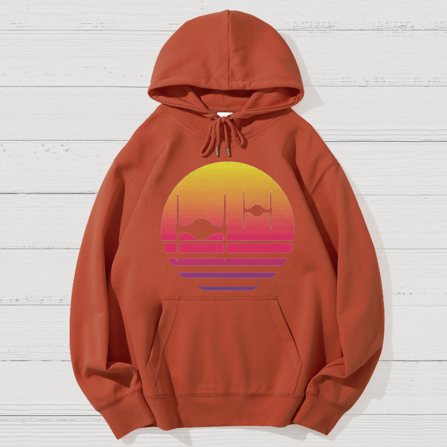 Tie Fighter Sunset Geek Cotton Hoodie