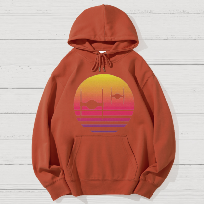 Tie Fighter Sunset Geek Cotton Hoodie