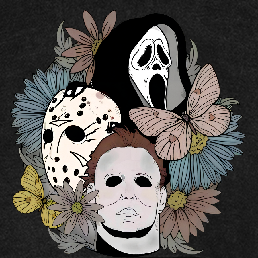 Horror Halloween Floral Scream Vintage Distressed Hoodie