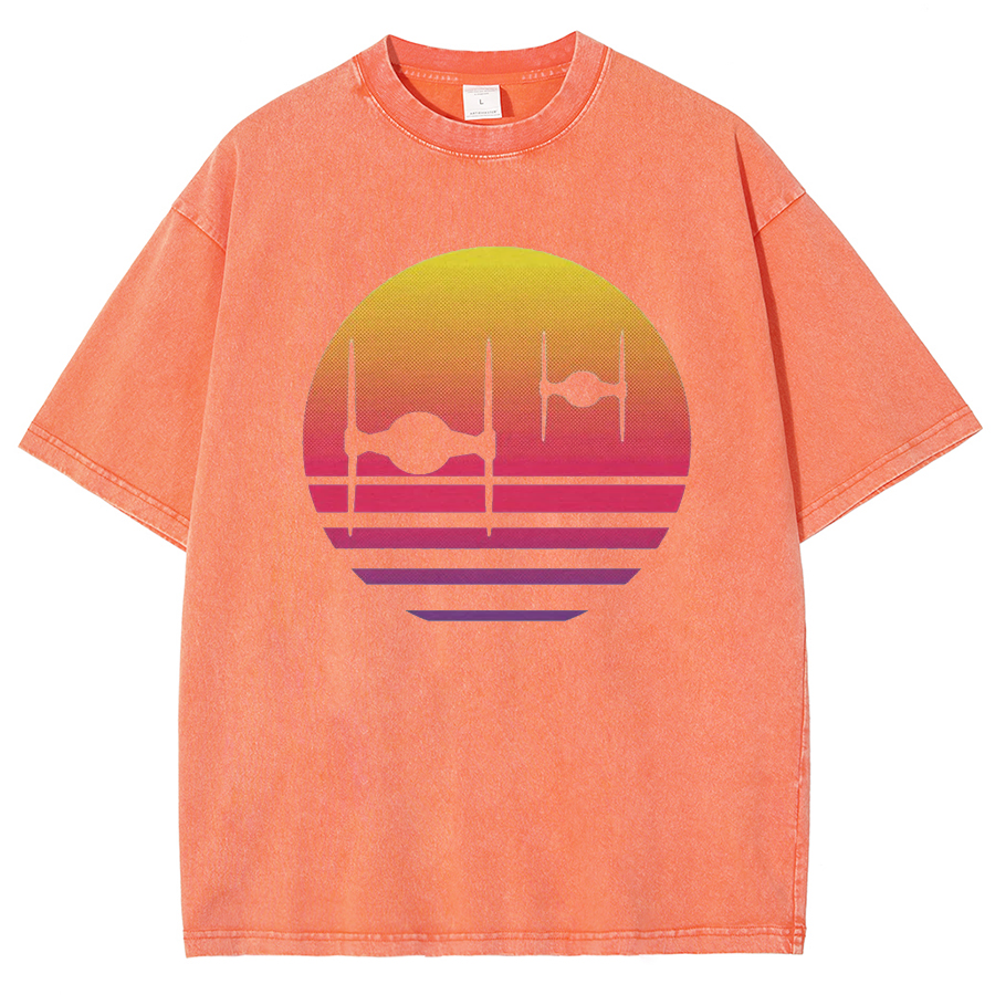Tie Fighter Sunset Vintage Distressed T-shirt