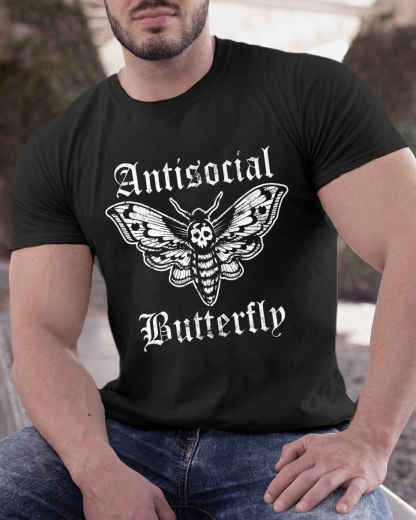 Funny Antisocial Butterfly Geeky T-Shirt