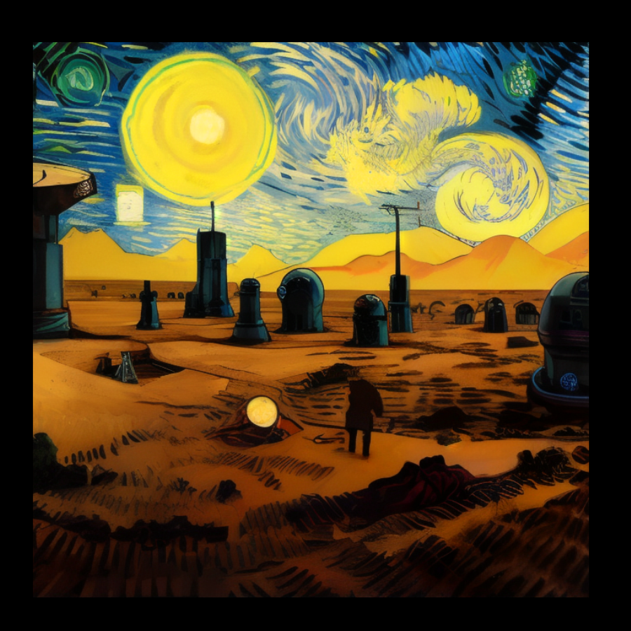 Starry Night in Mos Eisley Tatooine Nerdy T-Shirt