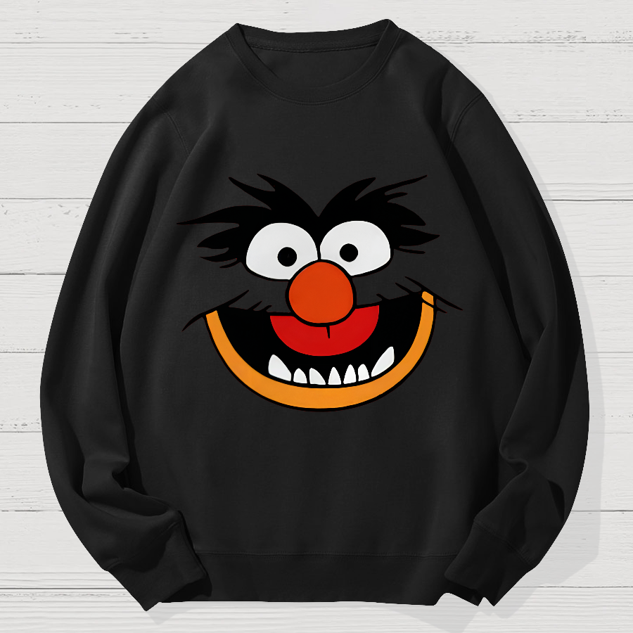 Retro Pop Culture Puppet Face Geek Cotton Sweatshirt