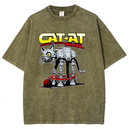 Funny Cat-at Walker,Cat Geeky Vintage Distressed T-shirt