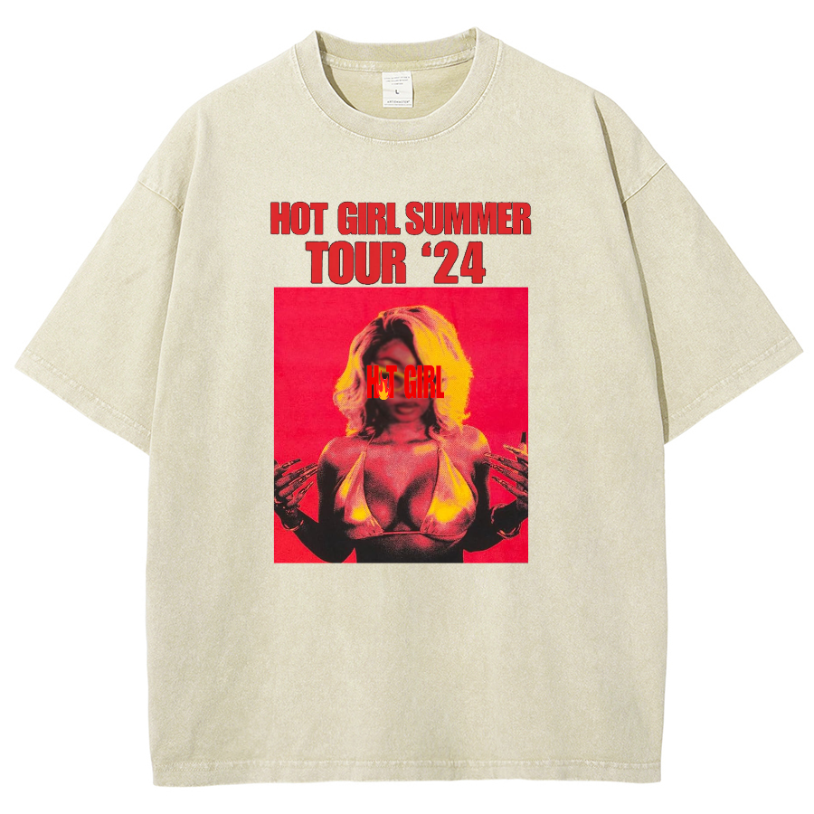 Hot Girl Summer Tour 2024 Megan Print Vintage Distressed T-shirt