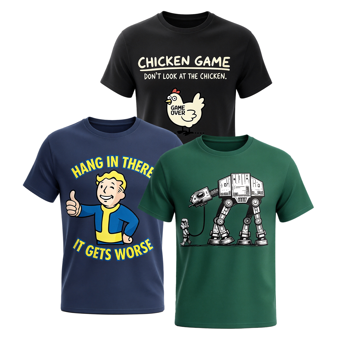 Premium 100% Cotton Geek Graphic T-Shirts, 3-Pack Multipack 001