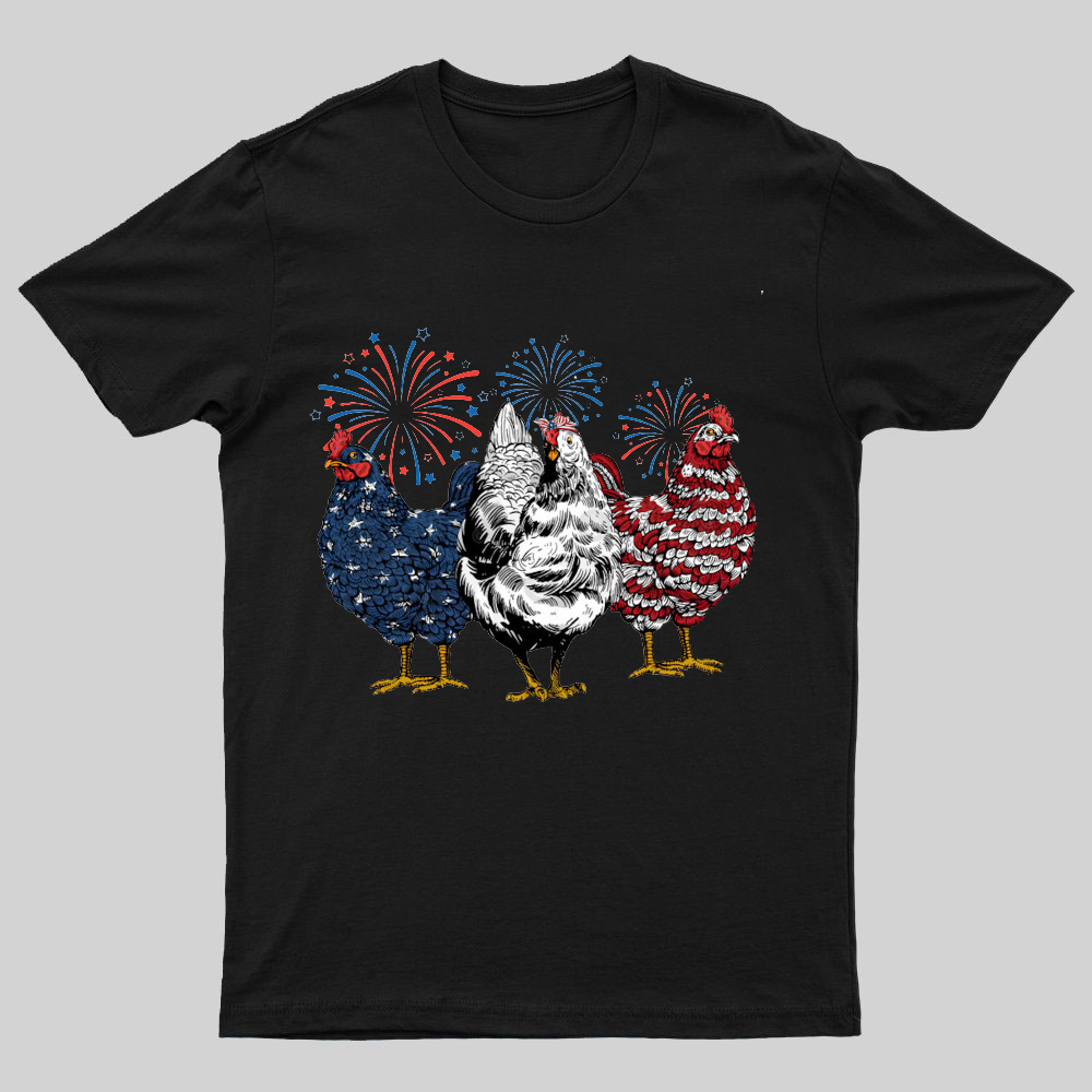 Patriotic USA Chicken Retro American 4th Of July Nerdy T-Shirt