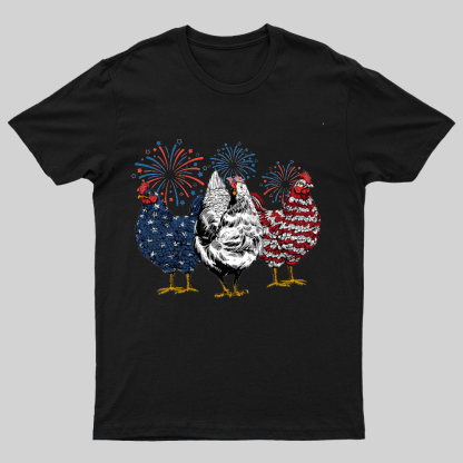 Patriotic USA Chicken Retro American 4th Of July Nerdy T-Shirt