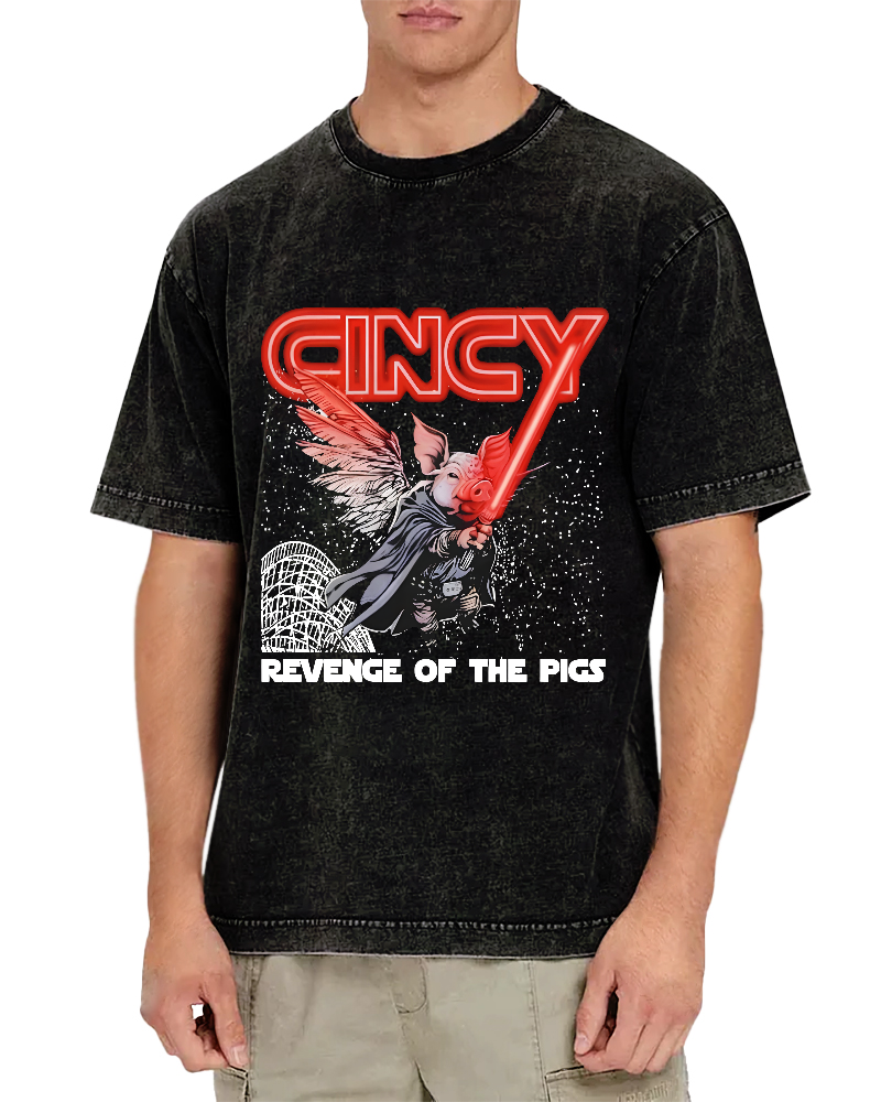 Revenge of the pigs graphic Vintage Distressed T-shirt