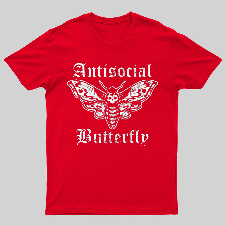 Funny Antisocial Butterfly Geeky T-Shirt