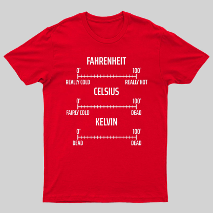 Fahrenheit Celsius Kelvin Geeky T-Shirt
