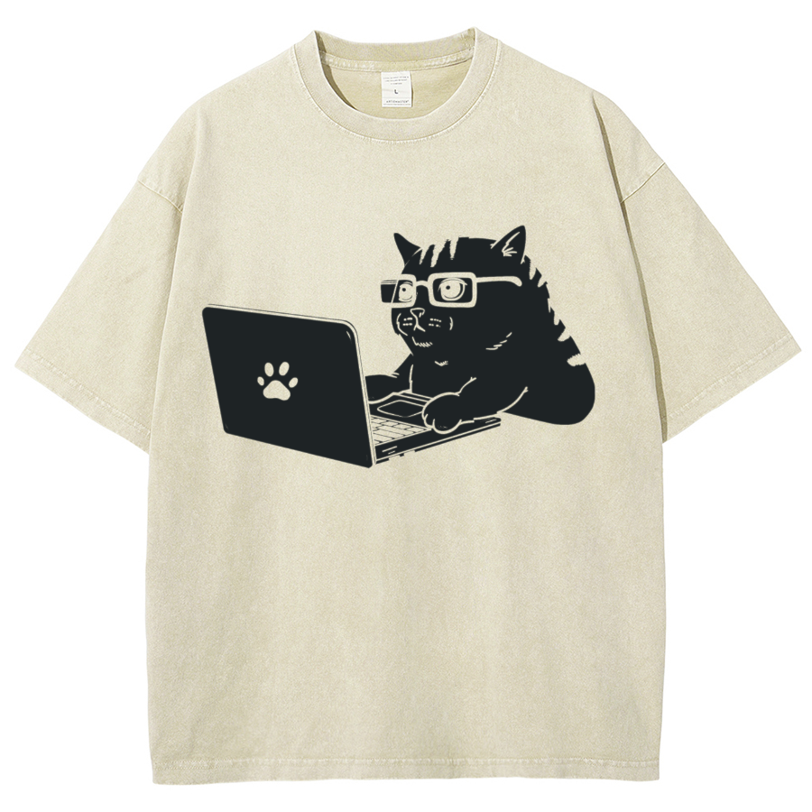 Cats & Computers Vintage Distressed T-shirt