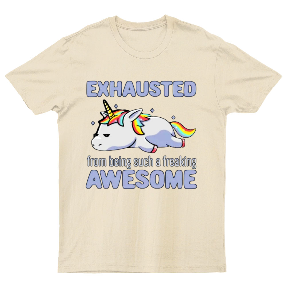 Exhausted From Being Awesome Lazy Unicorn Gift T-Shirt