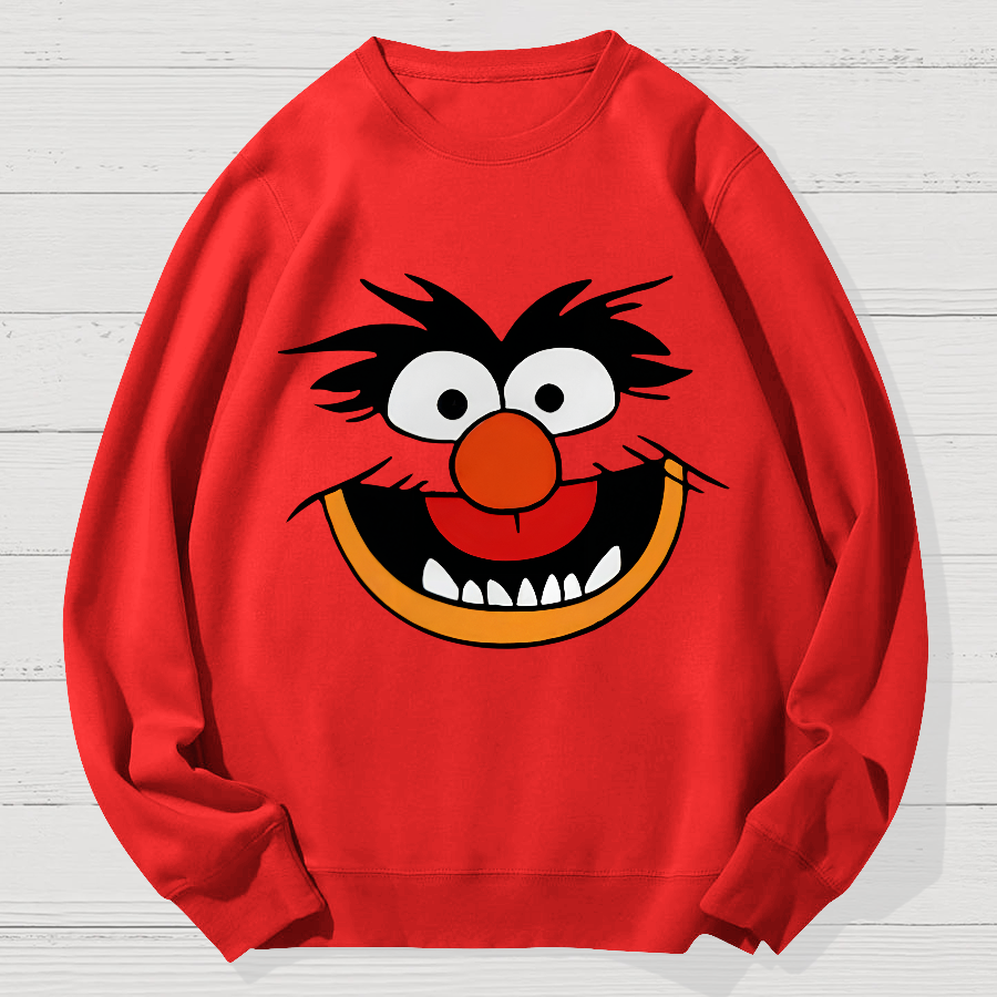 Retro Pop Culture Puppet Face Geek Cotton Sweatshirt
