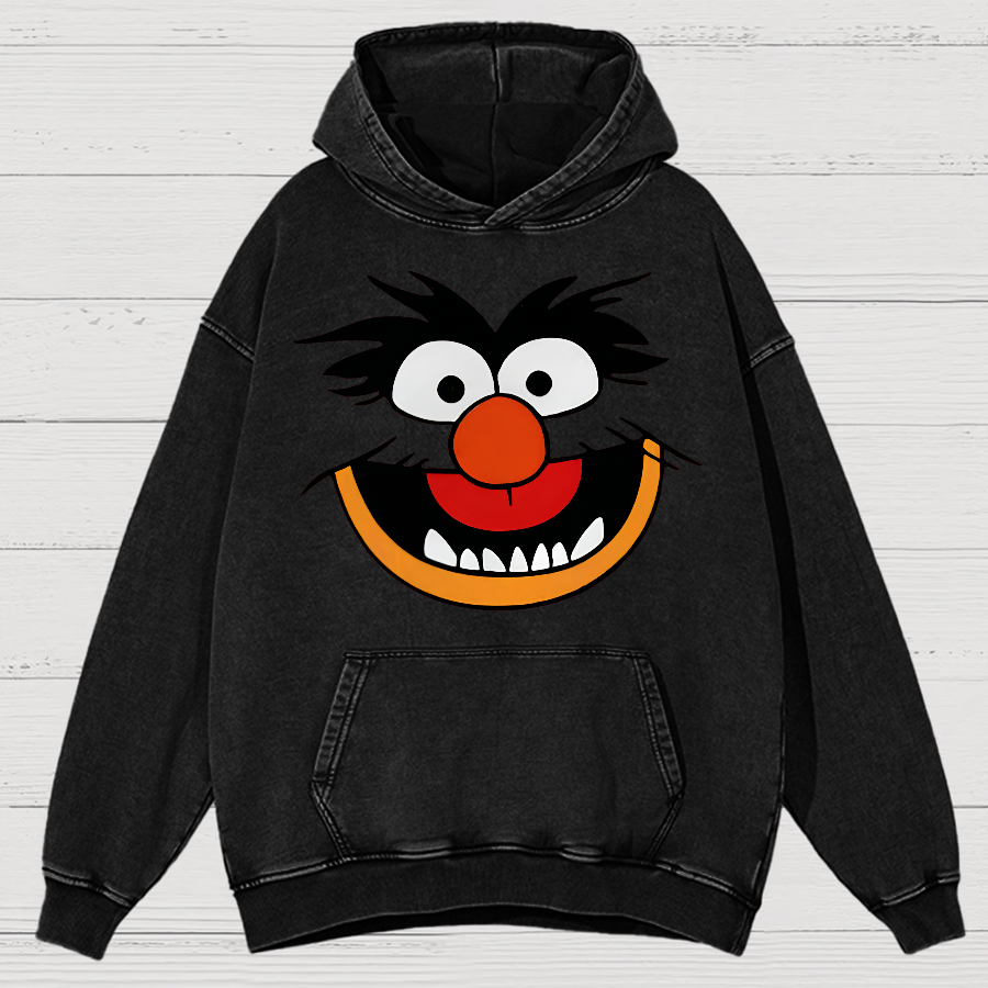 Retro Pop Culture Muppet Face Vintage Distressed Hoodie