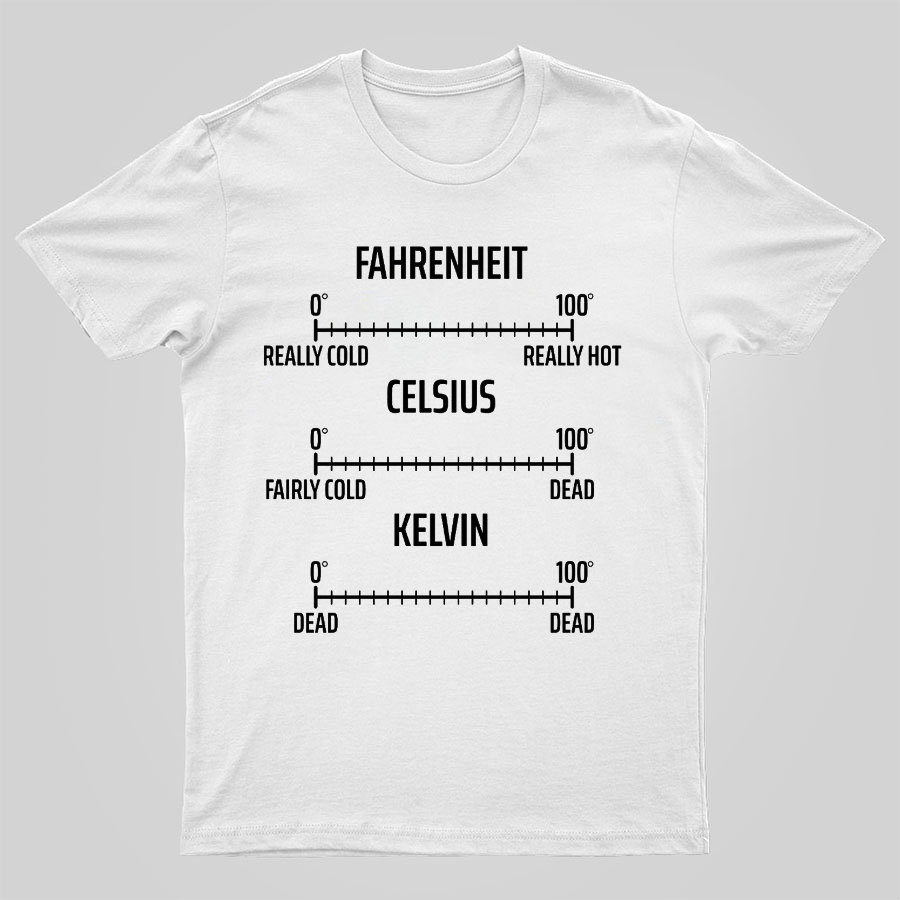 Fahrenheit Celsius Kelvin Geeky T-Shirt