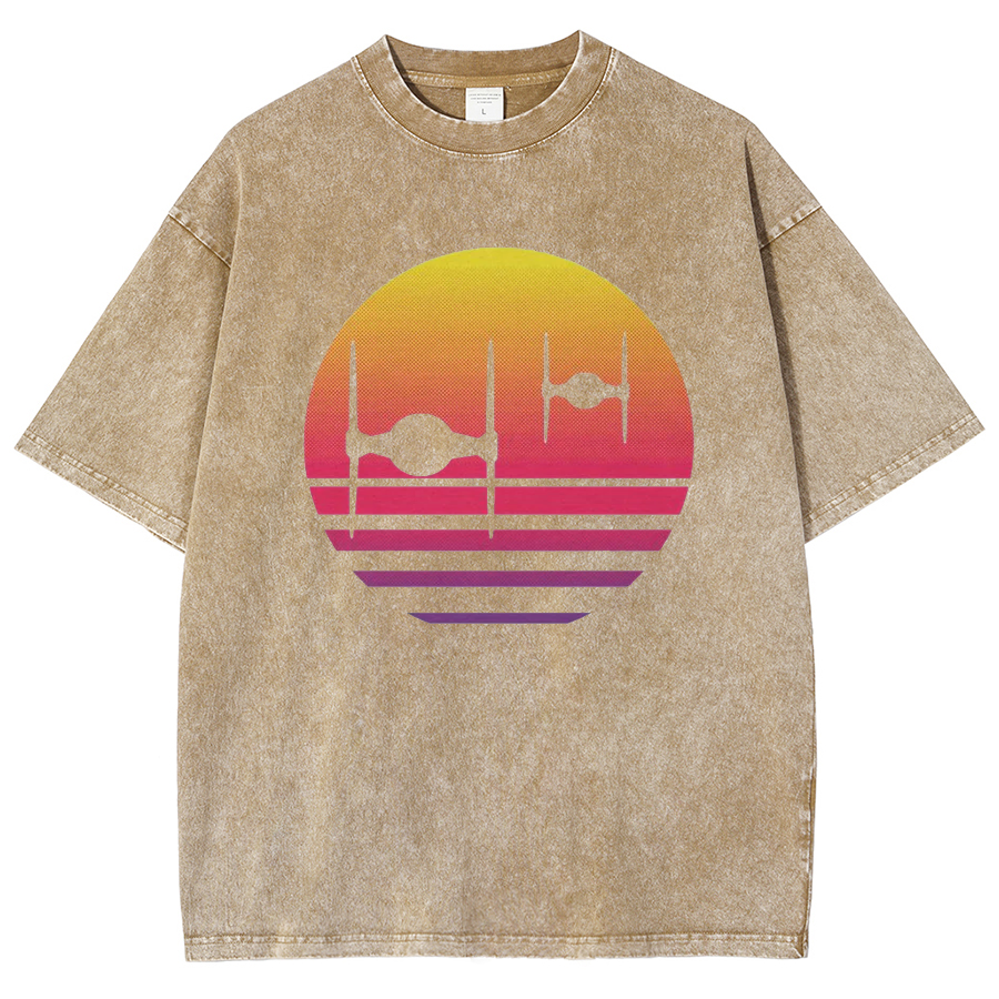 Tie Fighter Sunset Vintage Distressed T-shirt