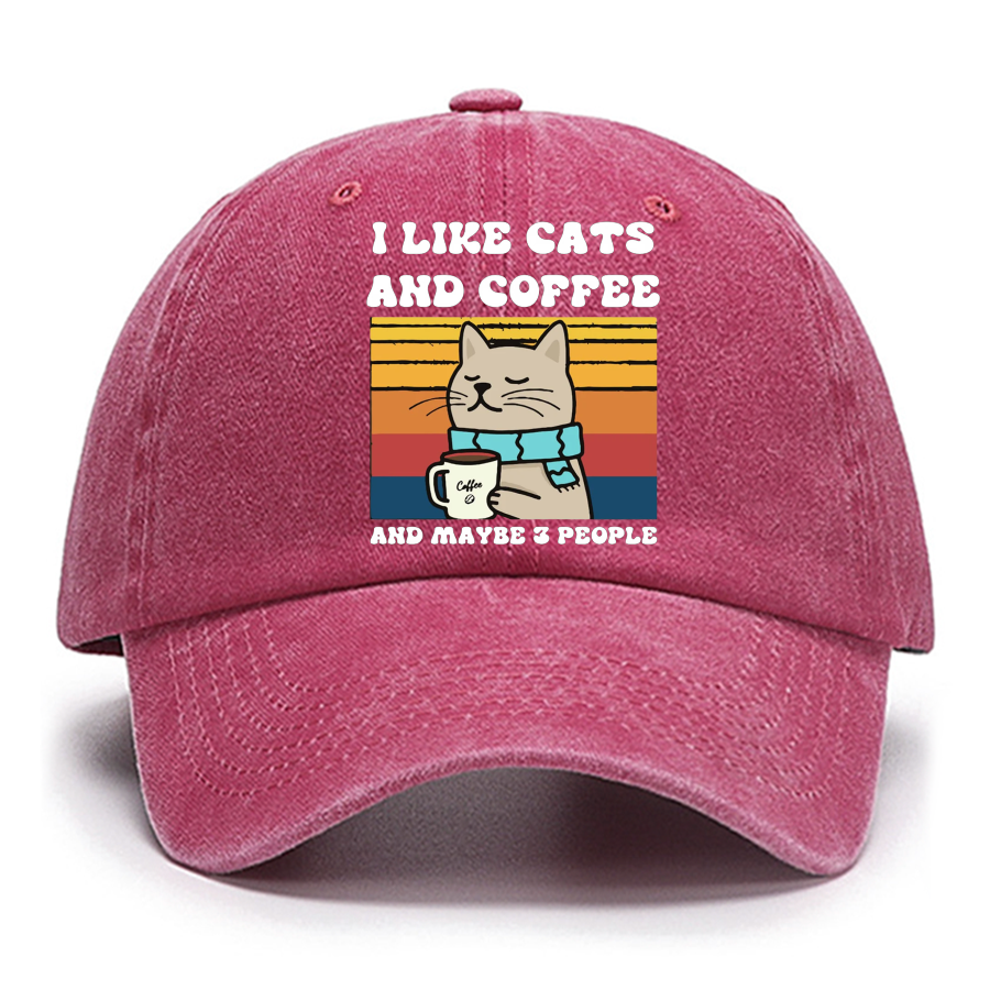 I Like Cats And Coffee And Maybe 3 People Funny Nerd Cotton Hat