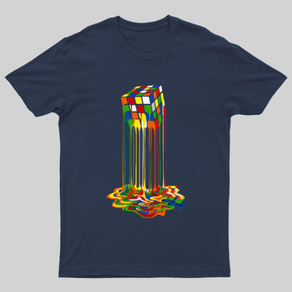 Rainbow Abstraction melted rubix cube Geeky T-Shirt