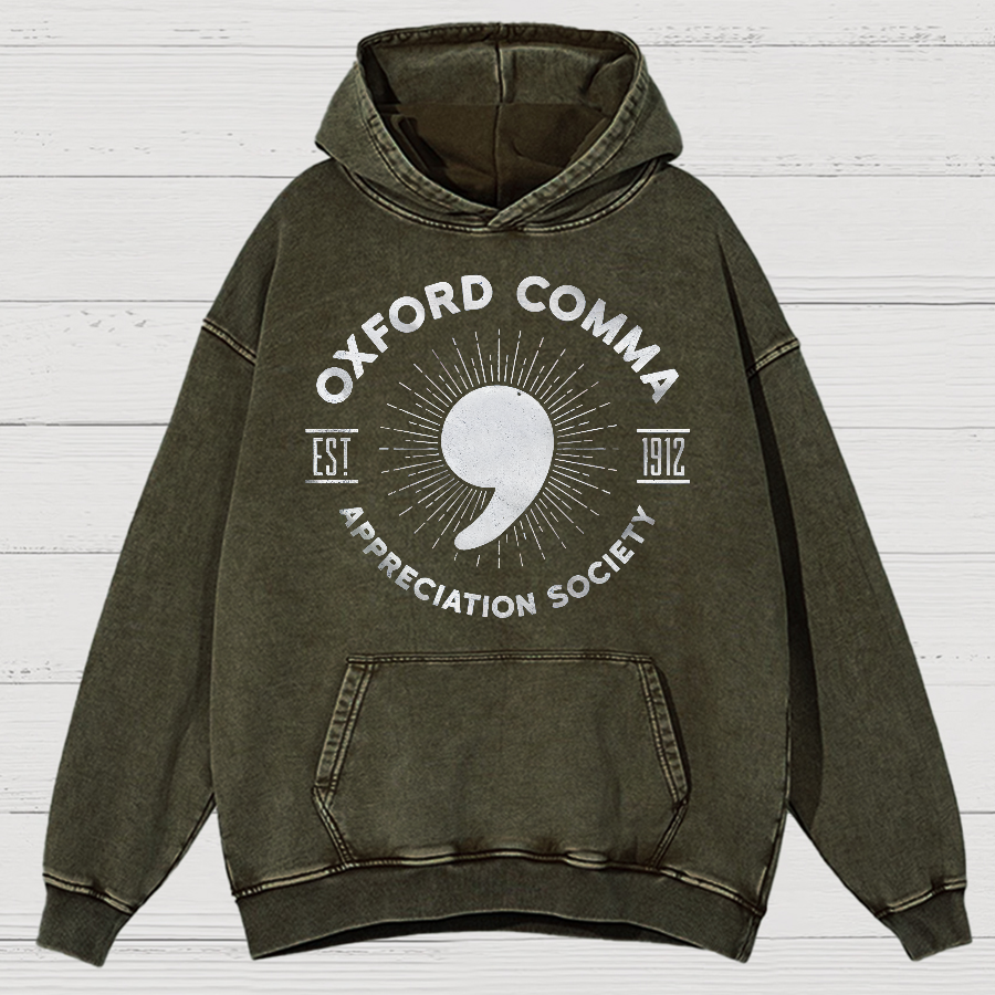 Men's Oxford Comma Appreciation Society Vintage Distressed Hoodie