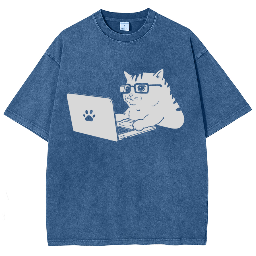 Cats & Computers Vintage Distressed T-shirt