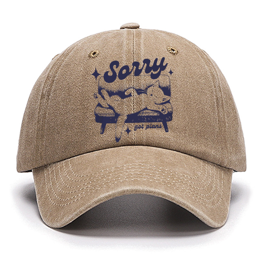 Sorry Got Plans Funny Cat Cotton Hat