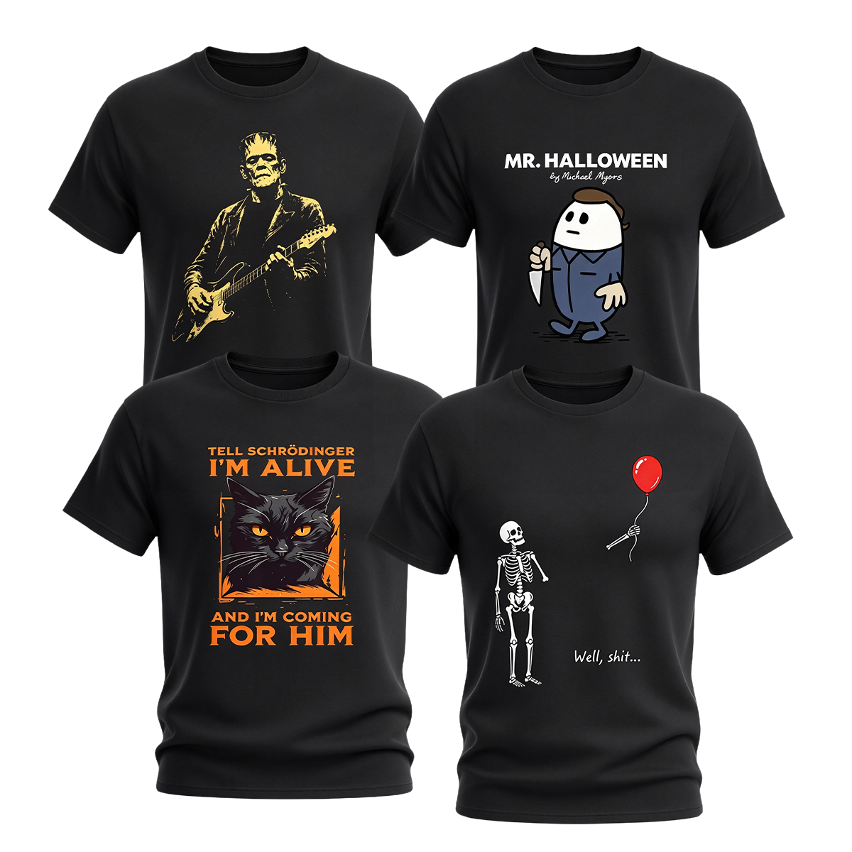 Premium 100% Cotton Geek Graphic T-Shirts, 4-Pack Multipack 005