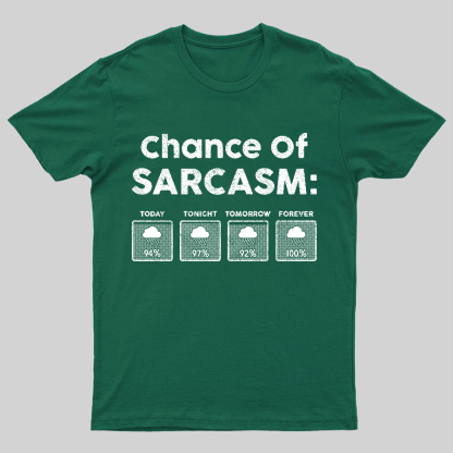 Chance of Sarcasm 100% Forecasted Nice Guy Geeky T-Shirt