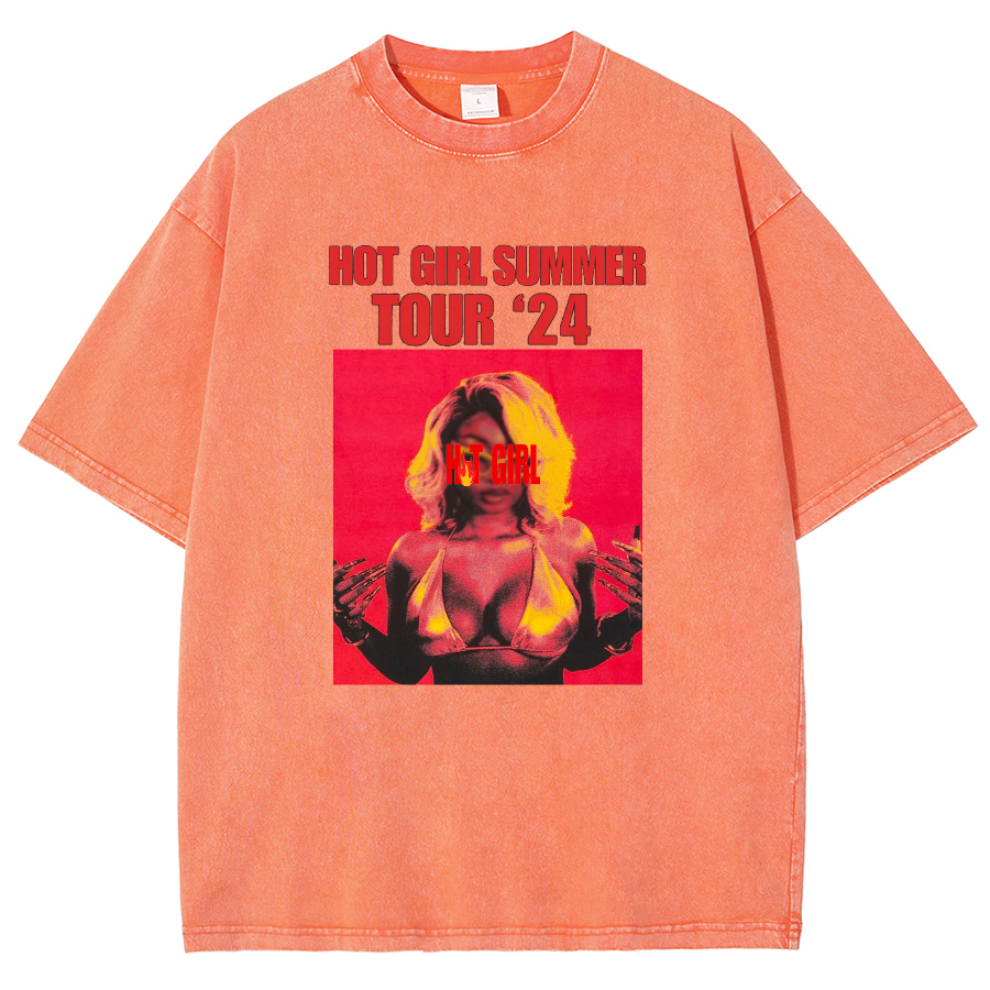 Hot Girl Summer Tour 2024 Megan Print Vintage Distressed T-shirt