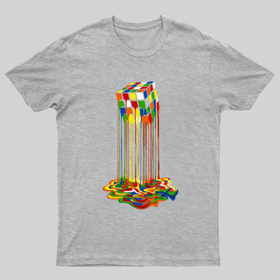 Rainbow Abstraction melted rubix cube Geeky T-Shirt