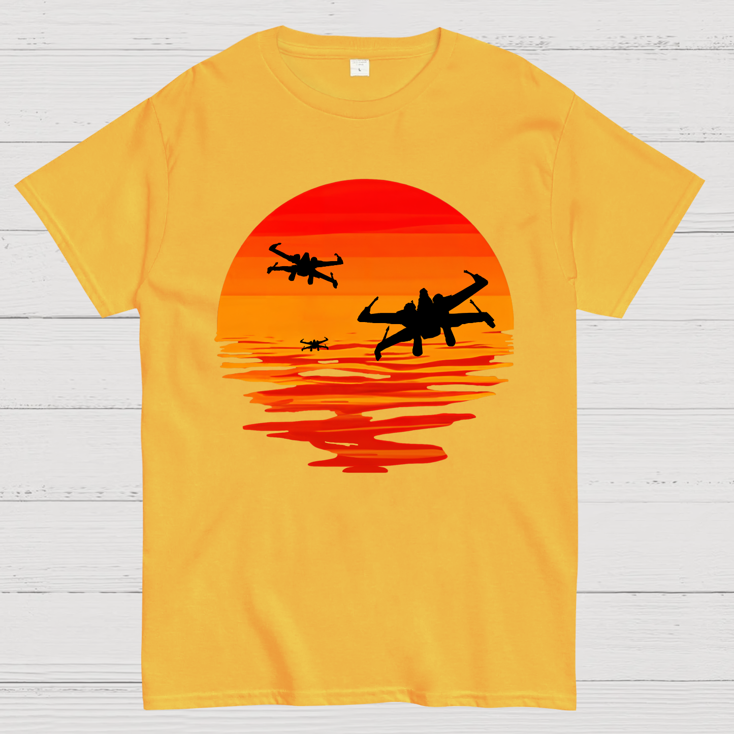 X-wing Starfighter And Sea Sunset Geek T-Shirt