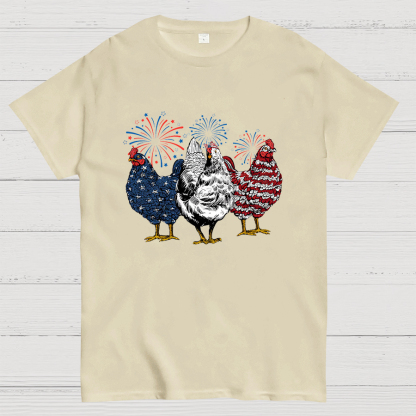 Patriotic USA Chicken Retro American 4th Of July Nerdy T-Shirt