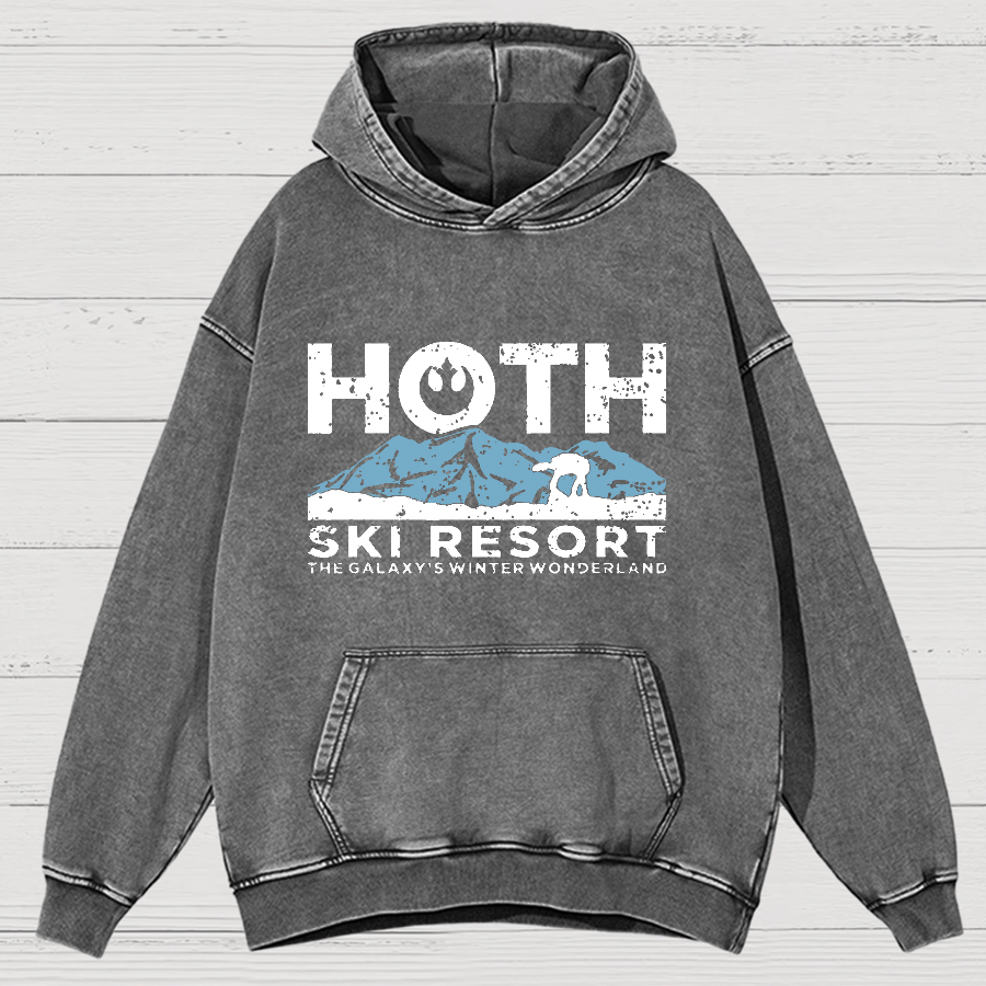 Hoth Ski Resort Vintage Distressed Hoodie