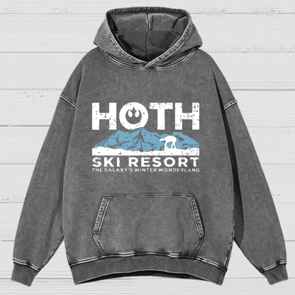 Hoth Ski Resort Vintage Distressed Hoodie