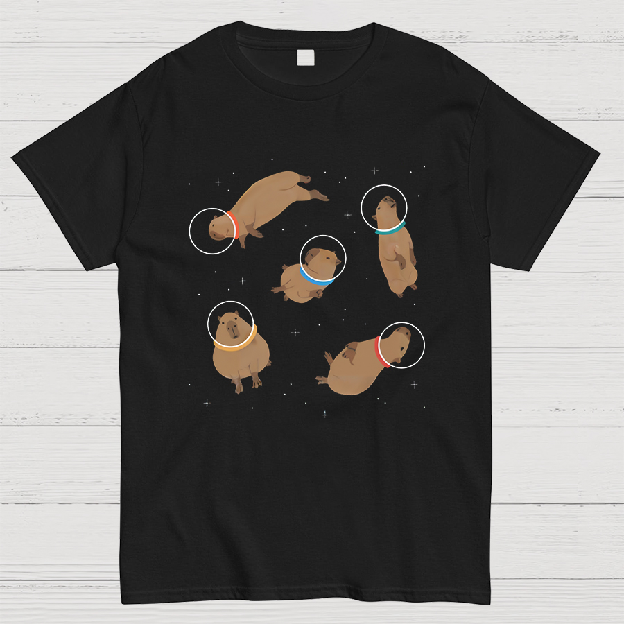 Capybara in Space Funny Geeky T-Shirt