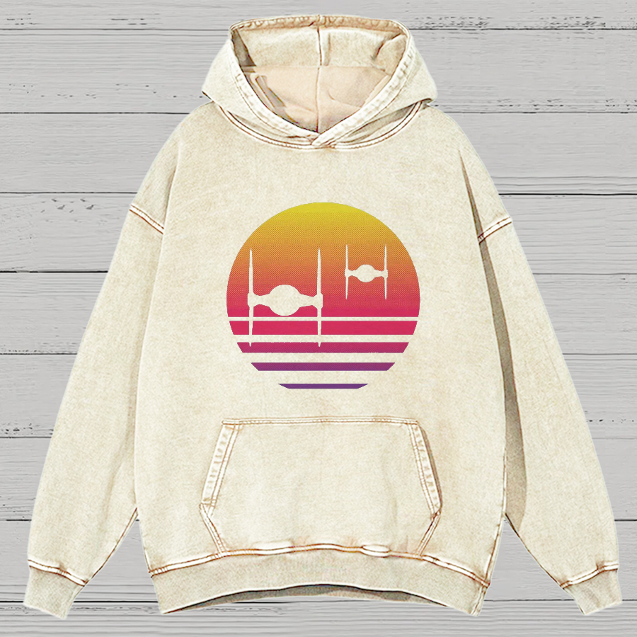 Tie Fighter Sunset Vintage Distressed Hoodie