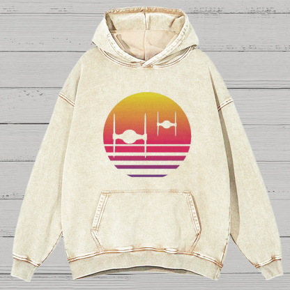 Tie Fighter Sunset Vintage Distressed Hoodie