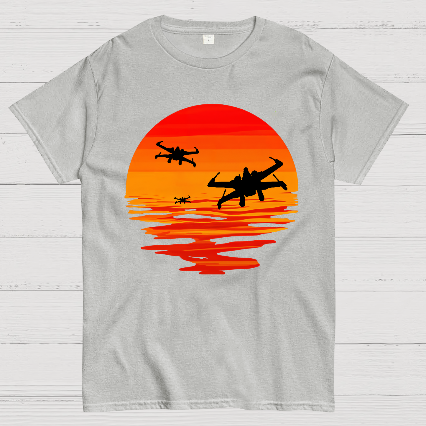 X-wing Starfighter And Sea Sunset Geek T-Shirt