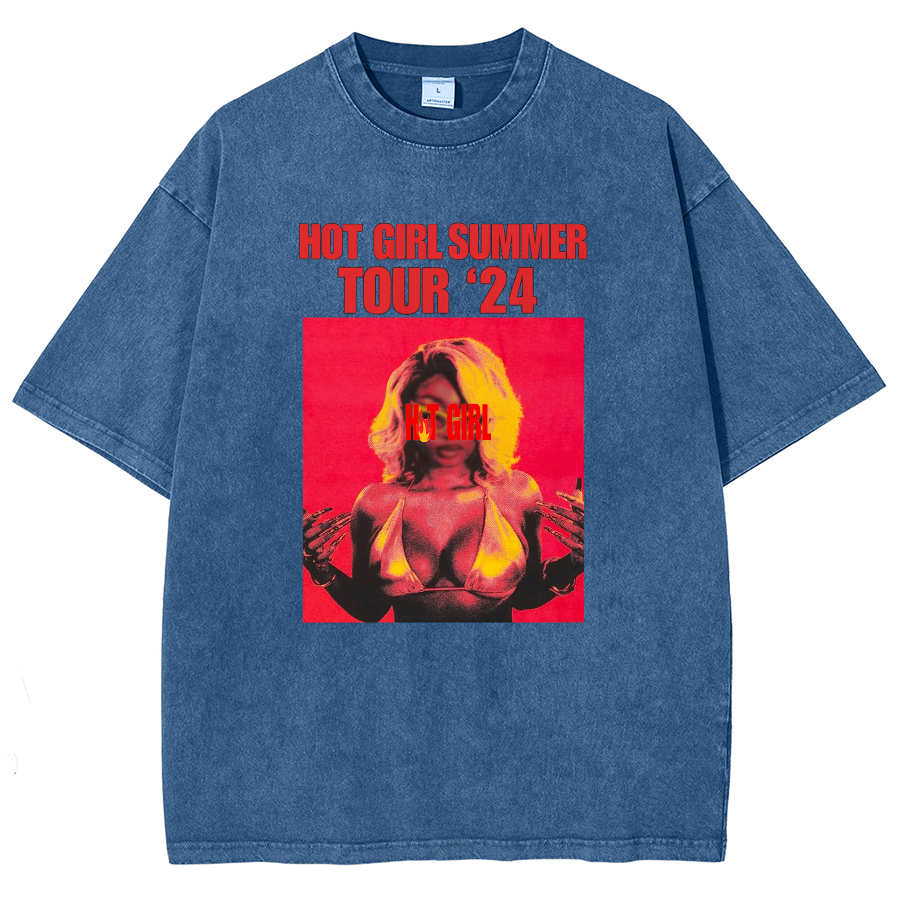 Hot Girl Summer Tour 2024 Megan Print Vintage Distressed T-shirt