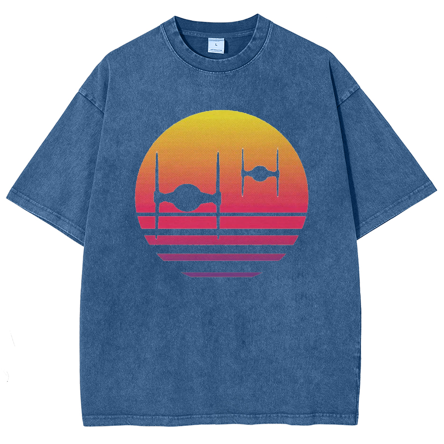 Tie Fighter Sunset Vintage Distressed T-shirt