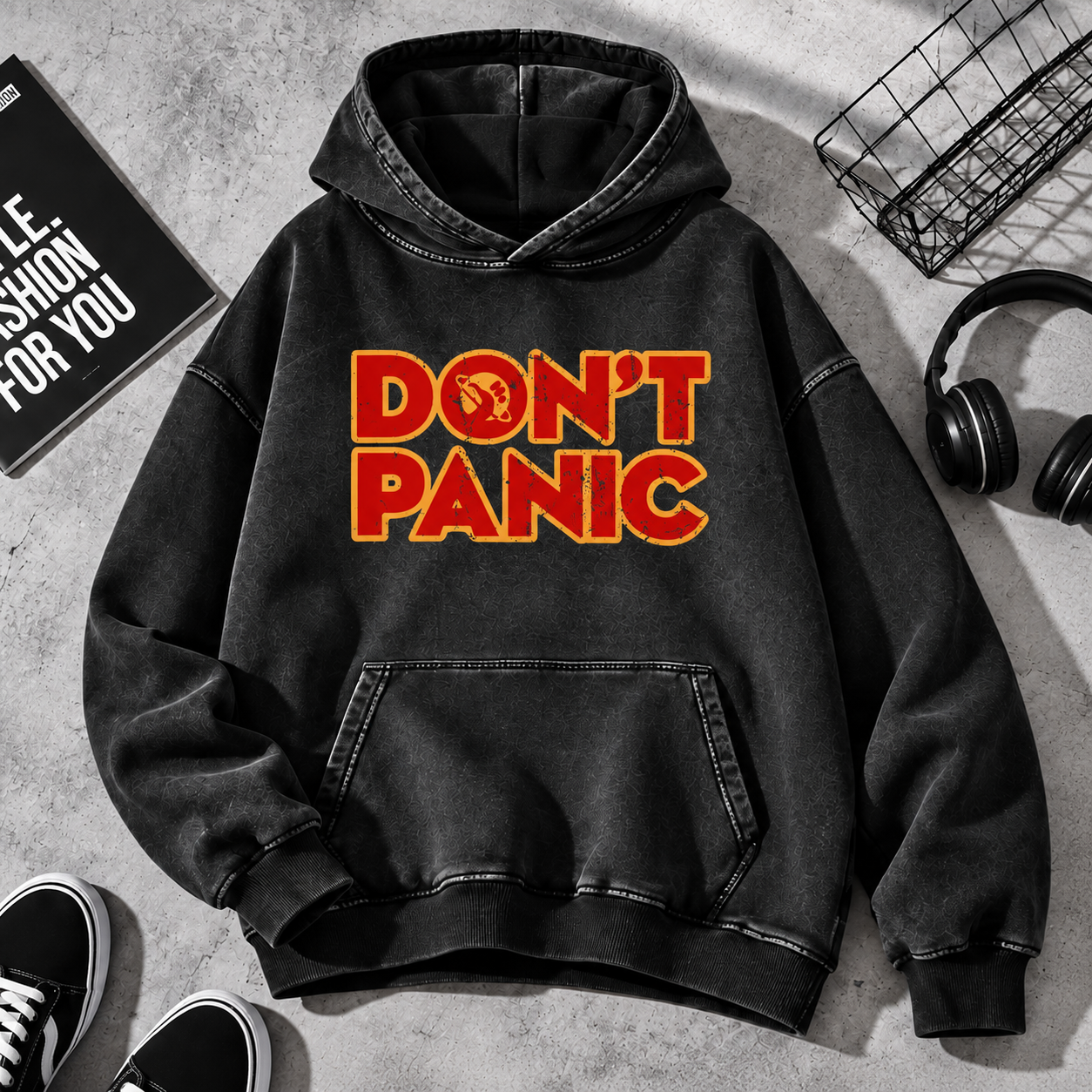 Dont Panic Vintage Distressed Hoodie