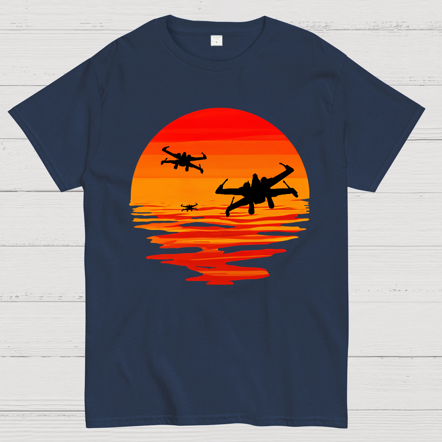 X-wing Starfighter And Sea Sunset Geek T-Shirt